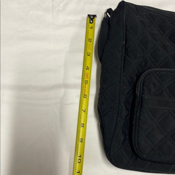 Vera Bradley Black Quilted Microfiber Shoulder Bag Hobo Purse Two Front Pockets - Picture 5 of 7